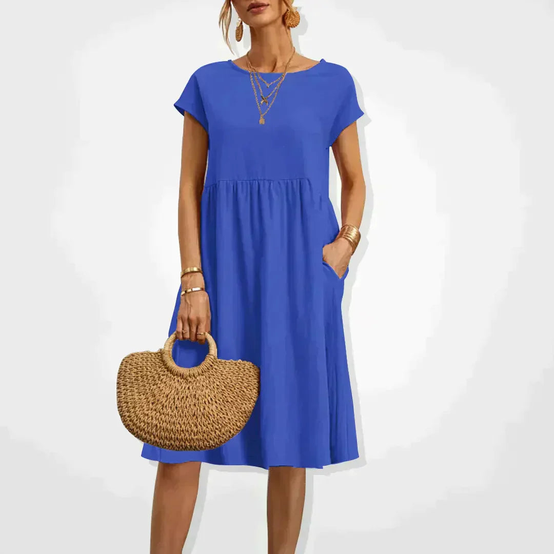 Empire Waist Maxi Dress with Side Pockets for Women