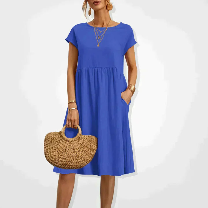 Empire Waist Maxi Dress with Side Pockets for Women