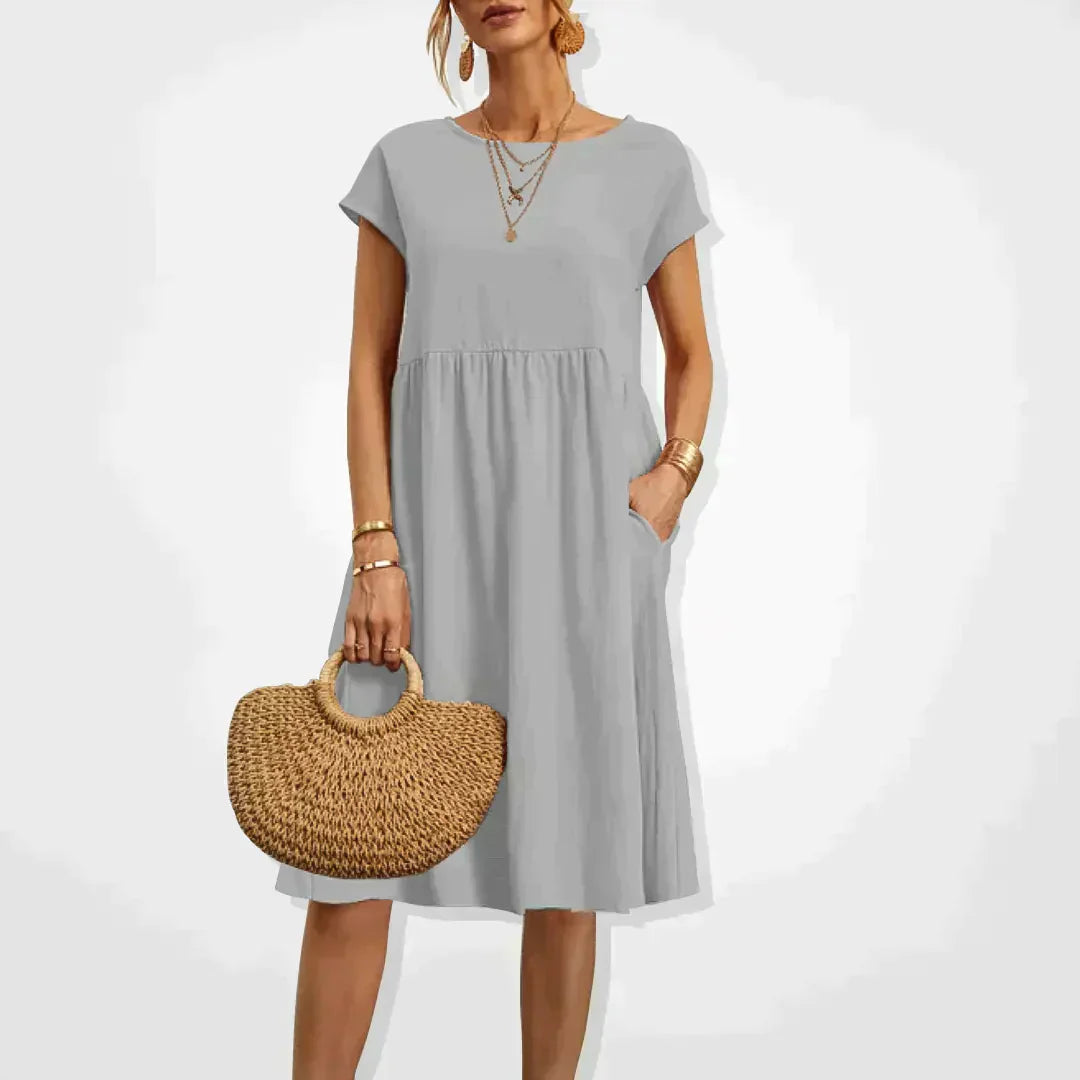 Empire Waist Maxi Dress with Side Pockets for Women