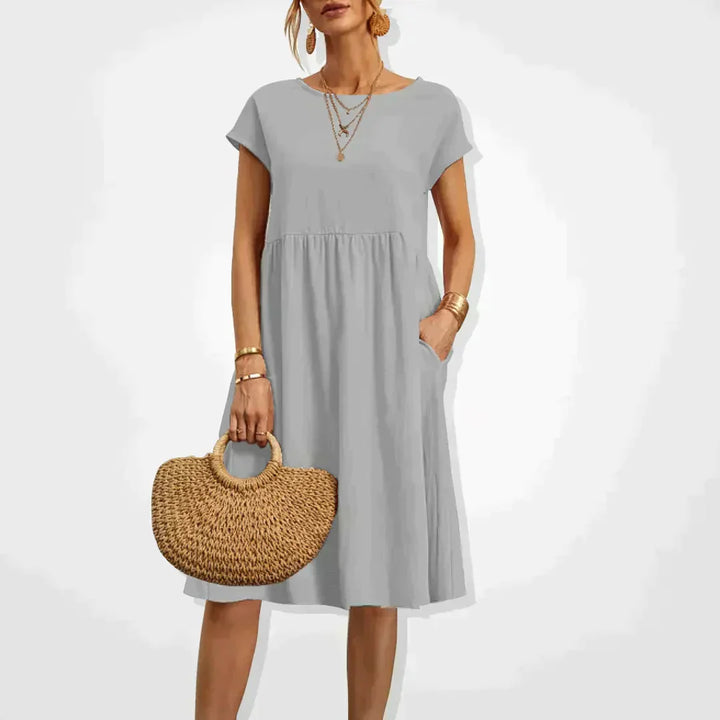 Empire Waist Maxi Dress with Side Pockets for Women