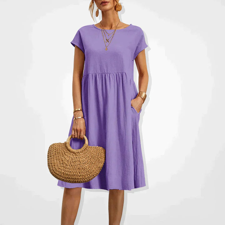 Empire Waist Maxi Dress with Side Pockets for Women