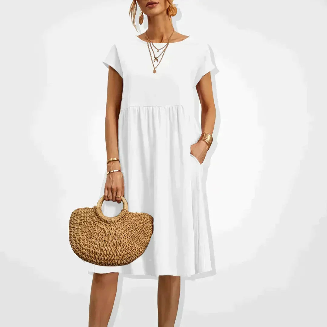 Empire Waist Maxi Dress with Side Pockets for Women