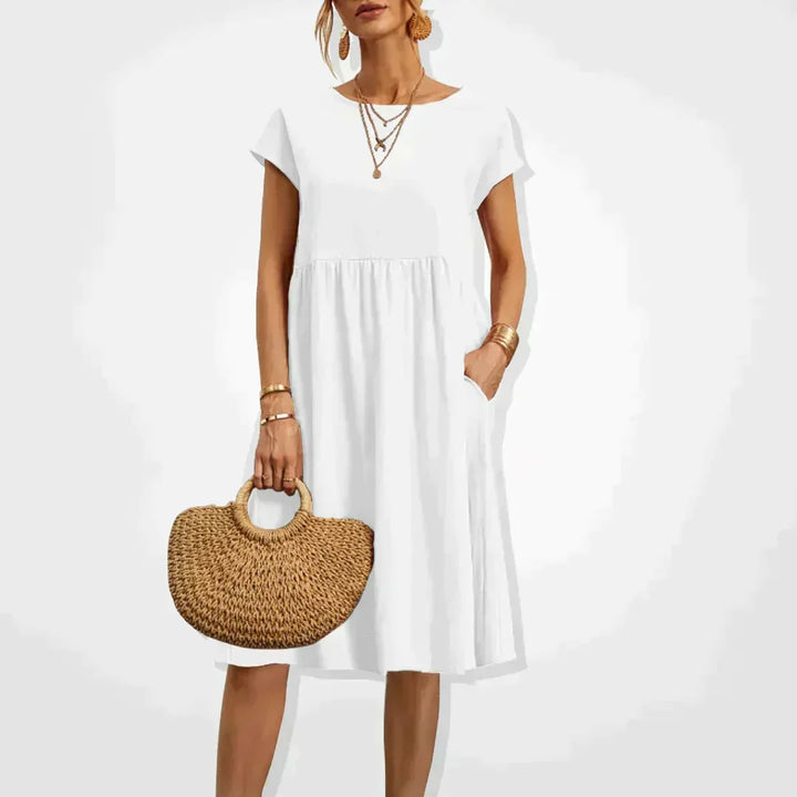 Empire Waist Maxi Dress with Side Pockets for Women
