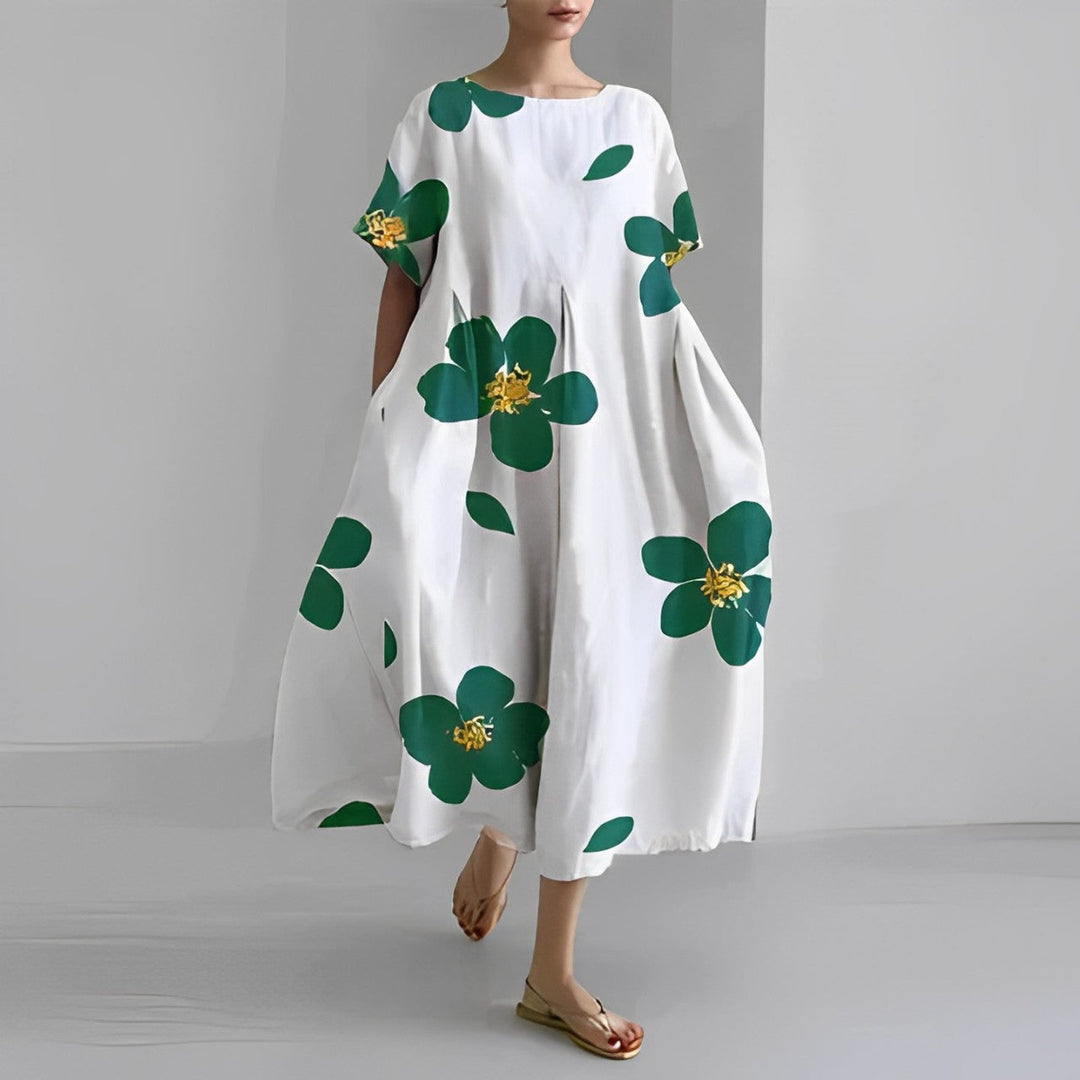 Floral Boho Dress with Tassel and Lace Trims