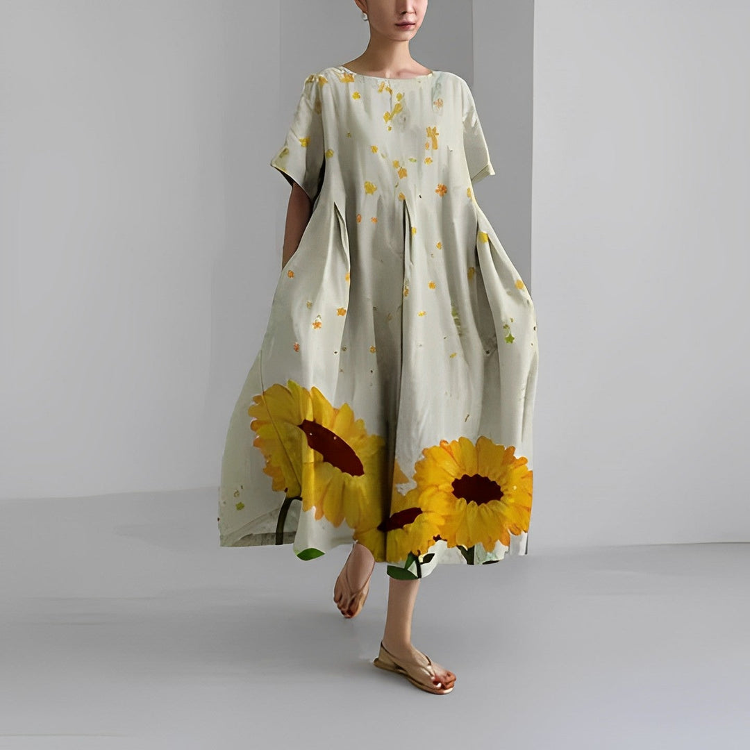 Floral Boho Dress with Tassel and Lace Trims