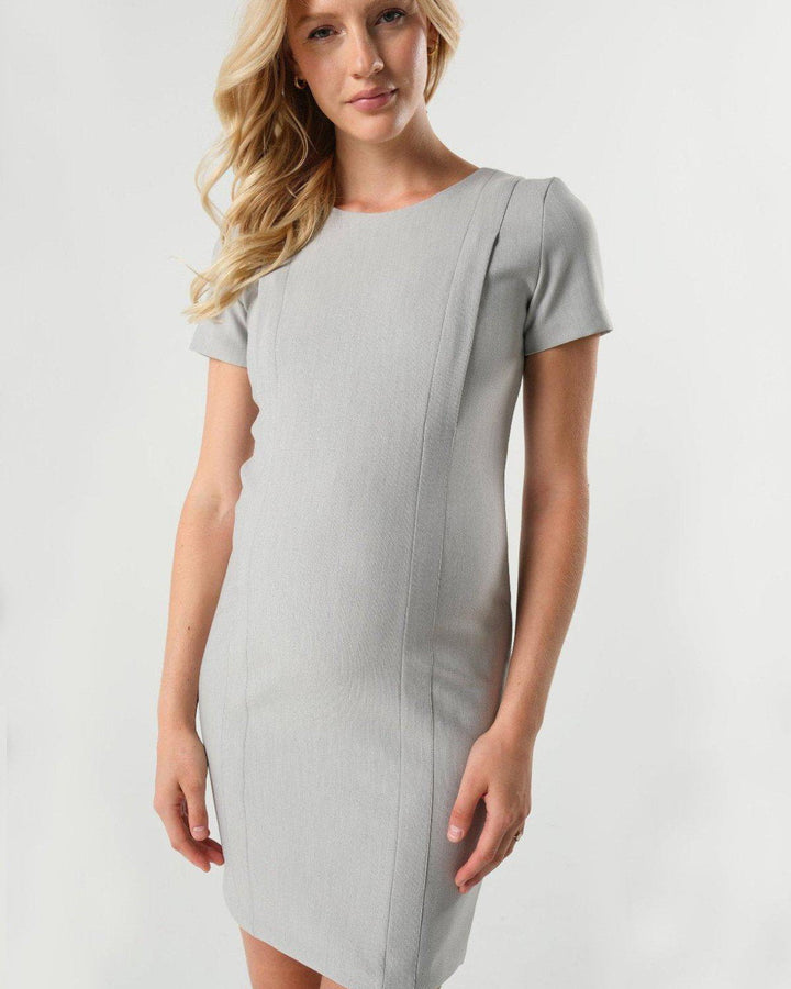 MARION ReNew - Light Gray Boardroom Maternity & Nursing Dress — gallery