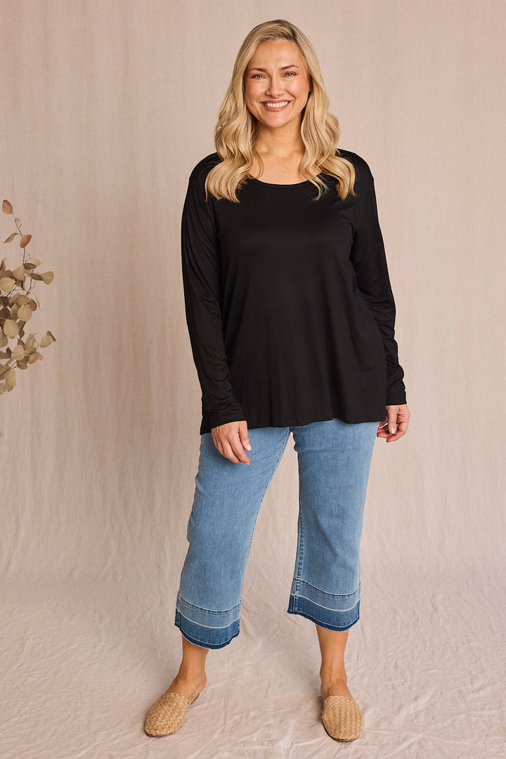 Long Sleeve Swing Tee in Black T-Shirt for Women - gallery