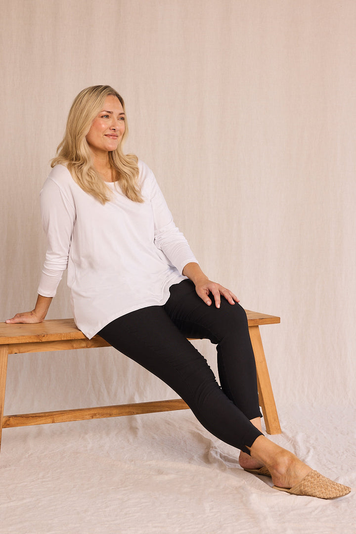 Long Sleeve Swing Tee in White T-Shirt for Women - gallery
