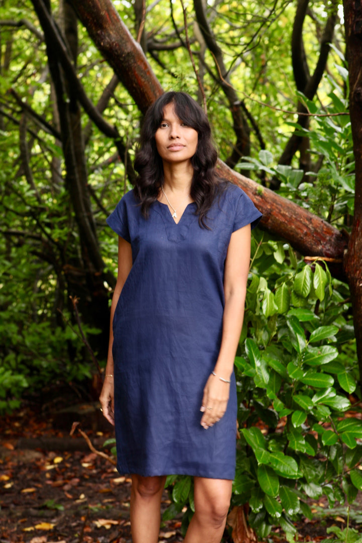 Lucie Linen Dress for Women - Midnight Blue