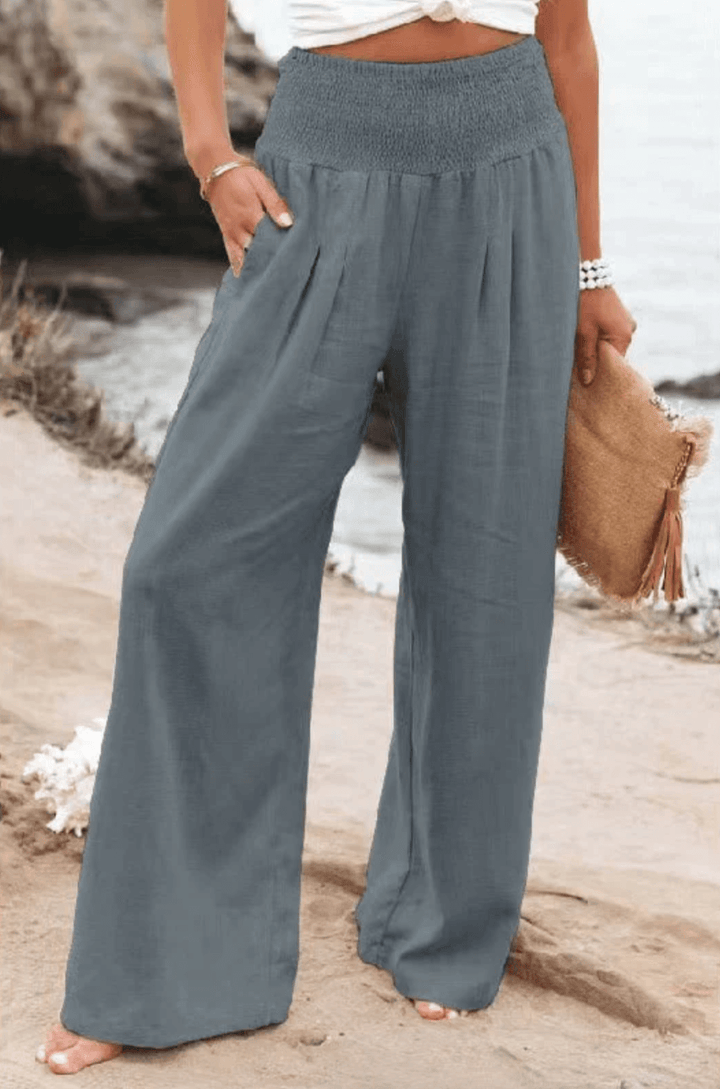 High-Waisted Stretch Palazzo Trousers for Women