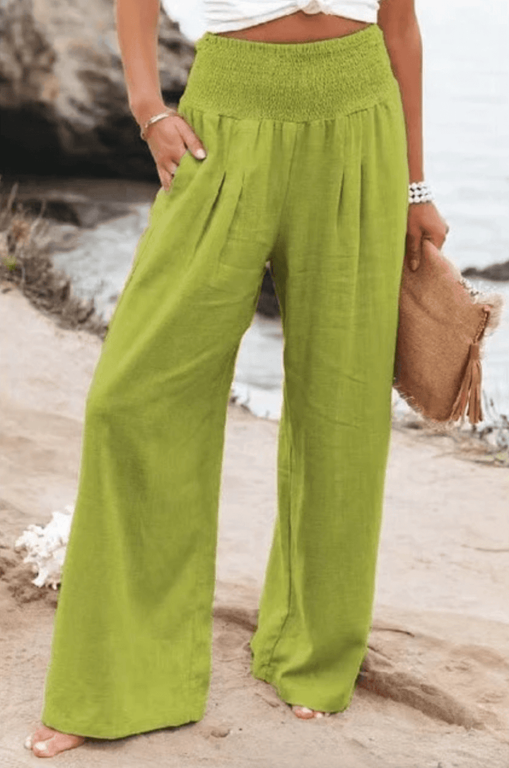 High-Waisted Stretch Palazzo Trousers for Women