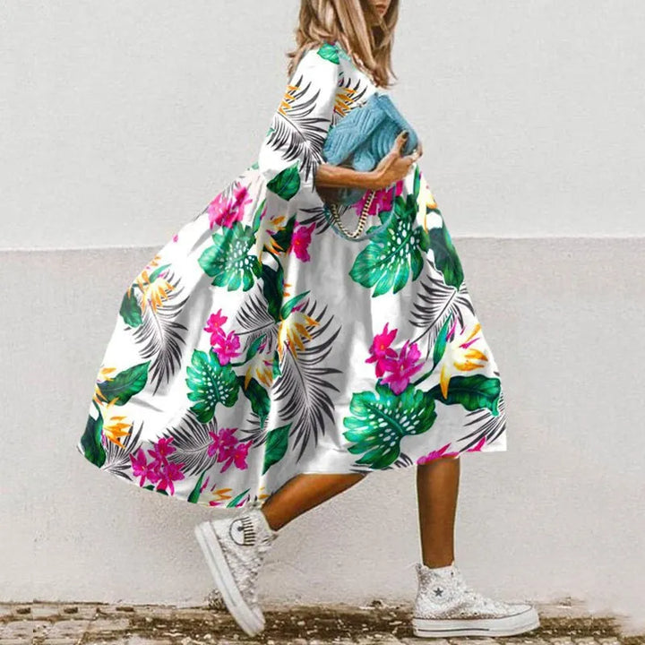 Floral Print Maxi Dress with Relaxed Fit for Women