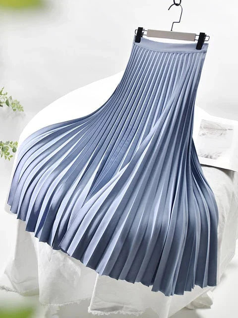 Pleated Skirt with a Soft, Wide Drape for Women