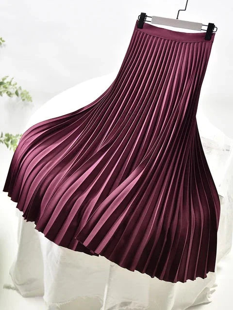Pleated Skirt with a Soft, Wide Drape for Women