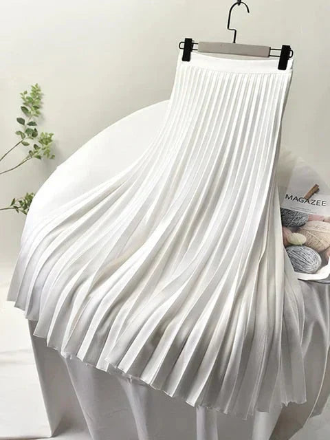 Pleated Skirt with a Soft, Wide Drape for Women