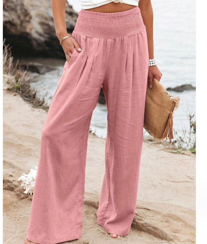 High-Waisted Stretch Palazzo Trousers for Women