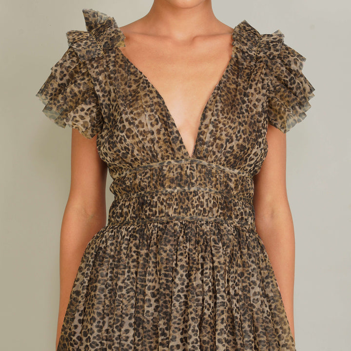 Naomi Tulle Maxi Dress in Animal Print for Women - gallery