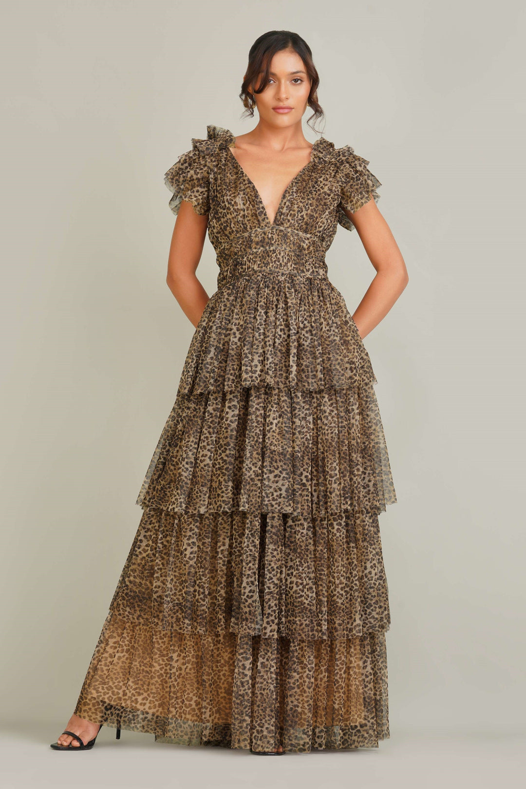 Naomi Tulle Maxi Dress in Animal Print for Women - gallery