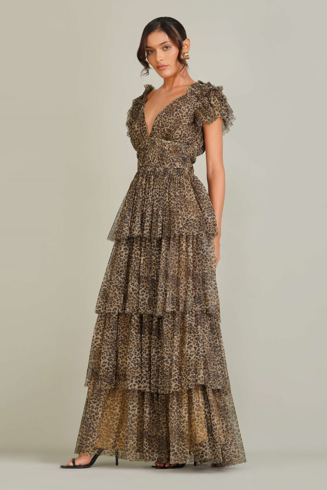 Naomi Tulle Maxi Dress in Animal Print for Women