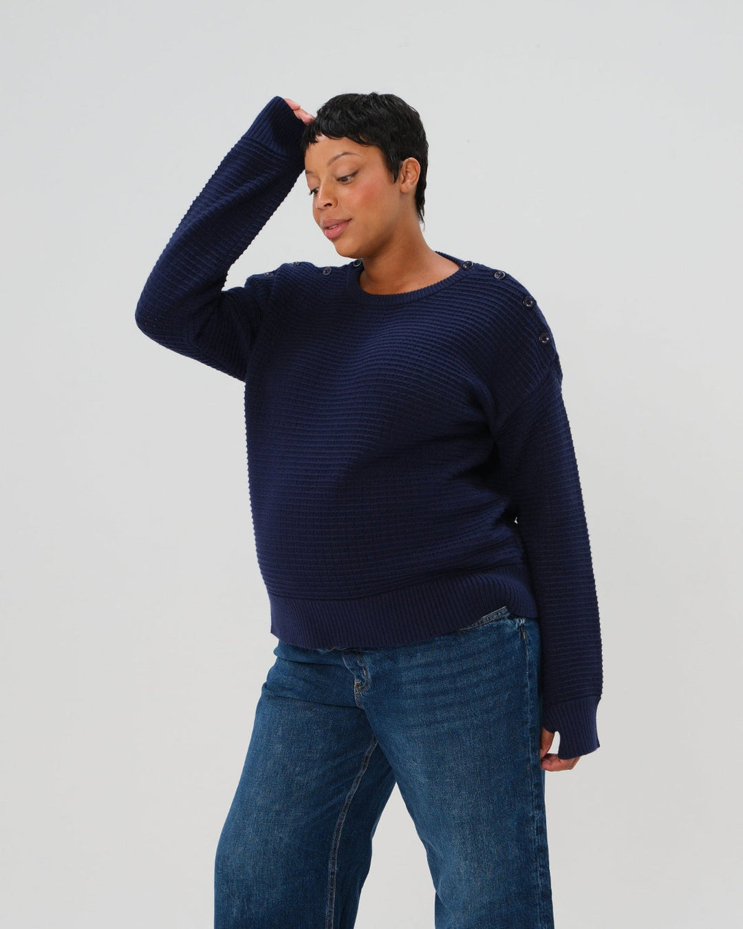 Navy Maternity Nursing Sweater for Women