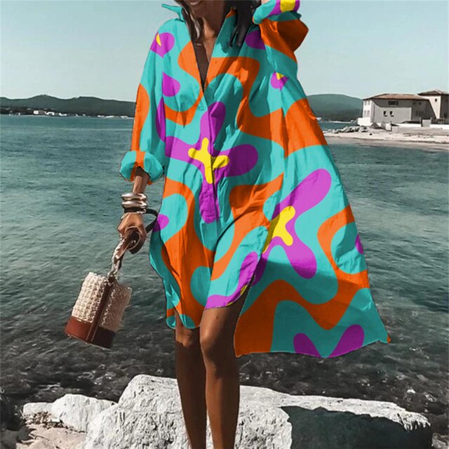 Lightweight Printed Beach Cover-Up Dress for Women