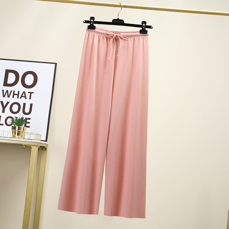 Ice Silk High Waist Wide-Leg Pants Trousers for Women - gallery