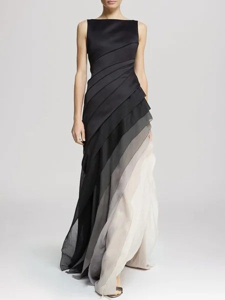 Ombre Layered Dress with Flowing Tiered Skirt