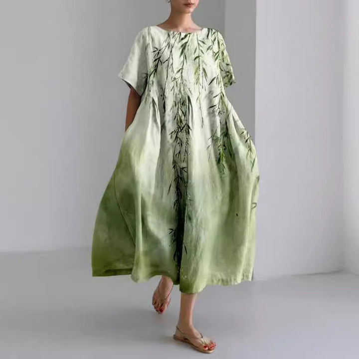 Colourful Floral Print Cotton Dress in Relaxed Fit