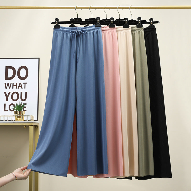 Ice Silk High Waist Wide-Leg Pants Trousers for Women - gallery