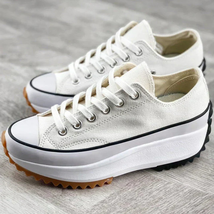 Platform Trainers with Canvas Upper and Leather Patch