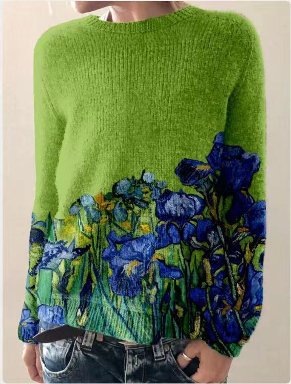 Women's 3D Floral Knit Jumper with Raised Texture
