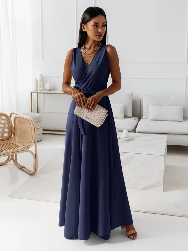 V-Neck Dress in a Lightweight Woven Polyester
