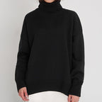 Basic Knit Oversized Turtleneck Sweater for Women