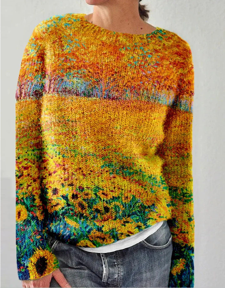 Women's 3D Floral Knit Jumper with Raised Texture