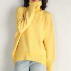 Basic Knit Oversized Turtleneck Sweater for Women