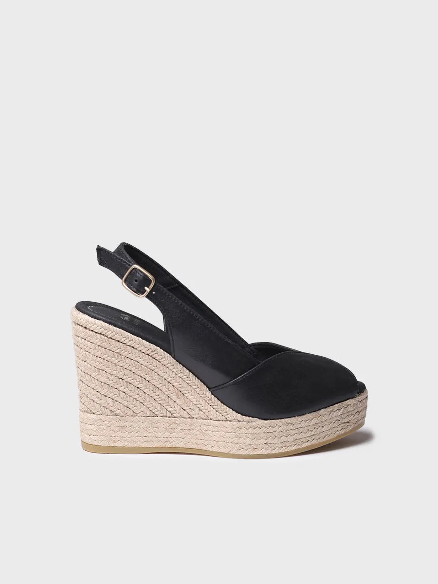 Peep-Toe Leather Espadrille Wedge for Women