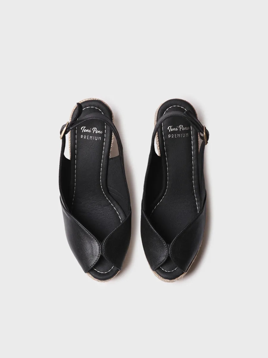 Peep-Toe Leather Espadrille Wedge for Women - gallery