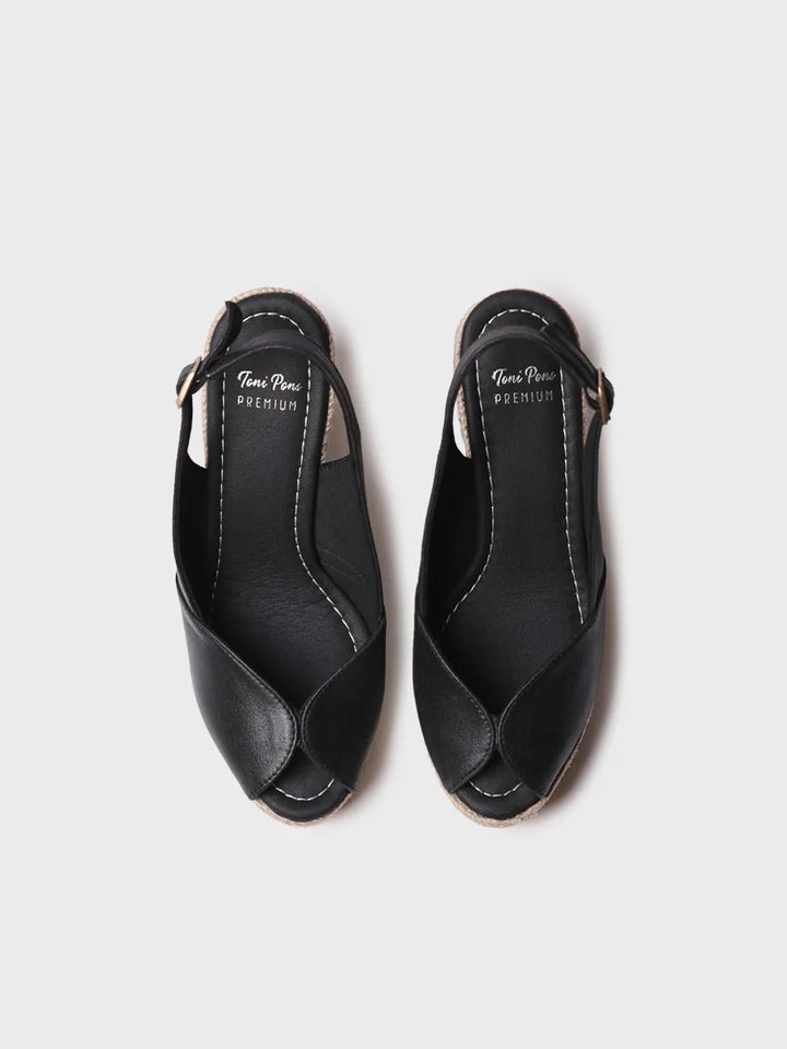 Peep-Toe Leather Espadrille Wedge for Women - gallery