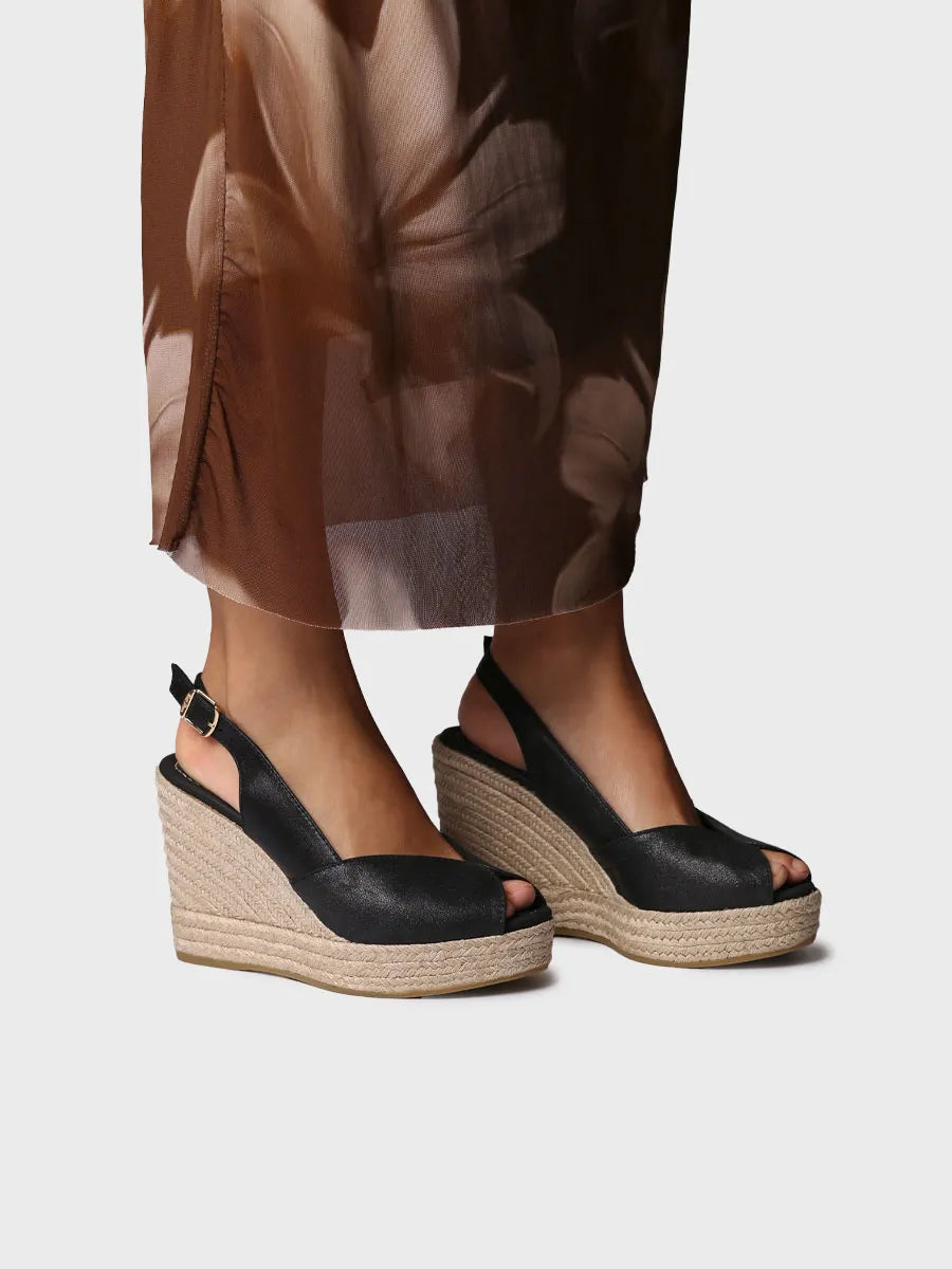 Peep-Toe Leather Espadrille Wedge for Women - gallery