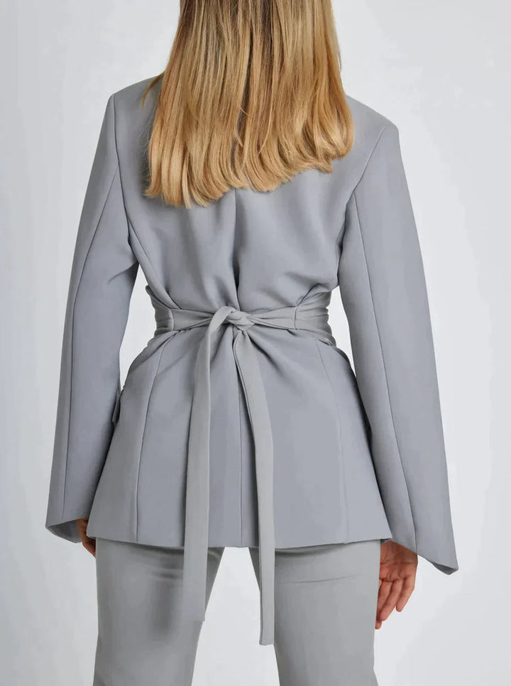 Belted Tailored Blazer with Defined Waist