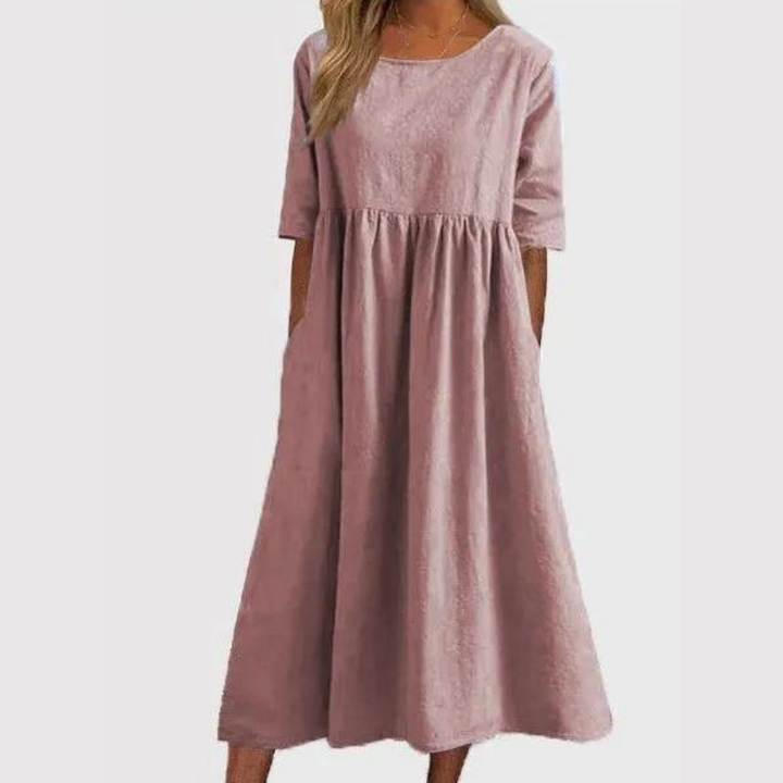 Relaxed Cotton Blend Dress for Warm Days and Evenings