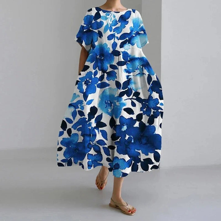 Floral Boho Dress with Tassel and Lace Trims