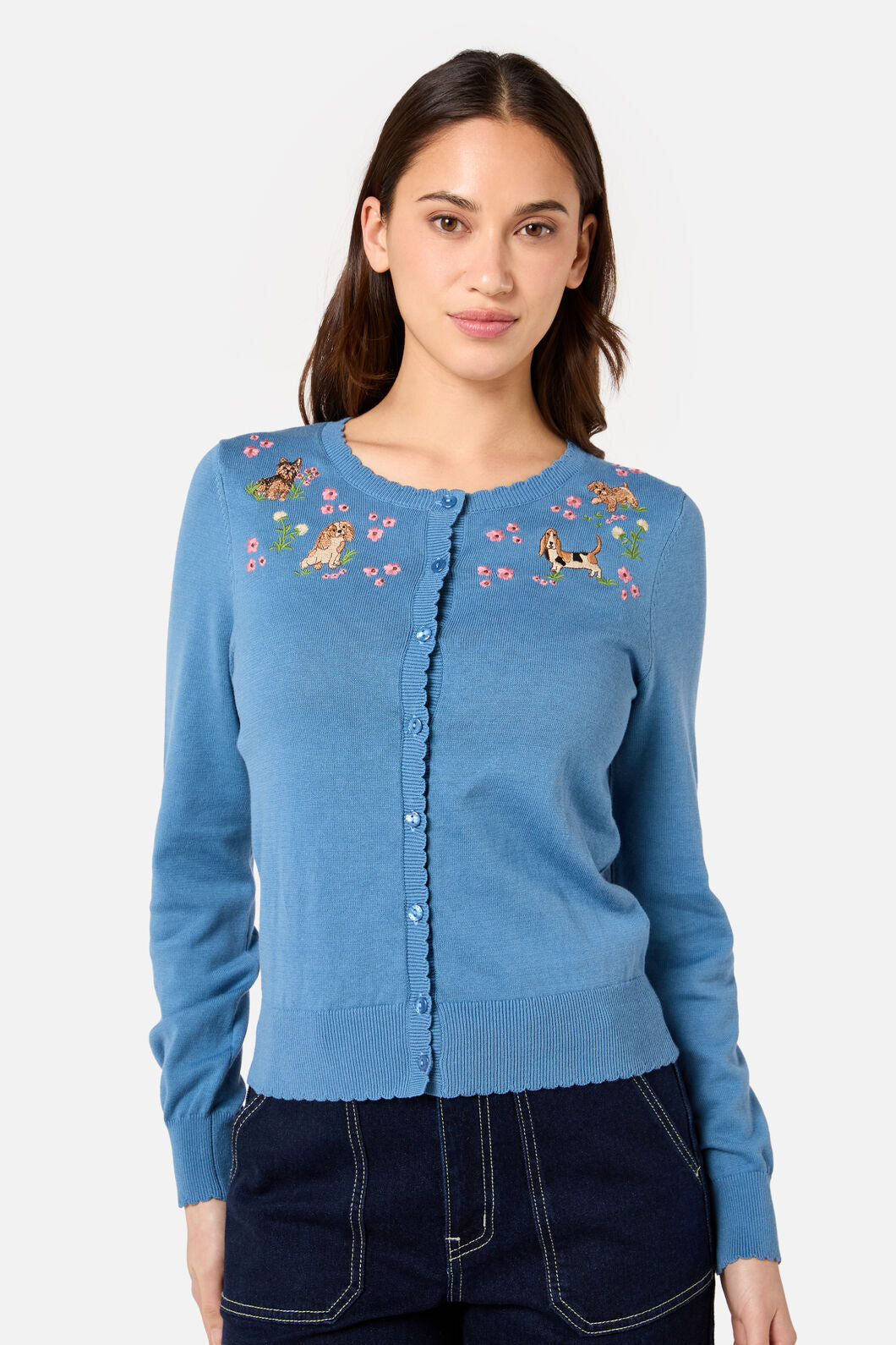 Cute Dogs Embroidered Cardigan for Women - gallery