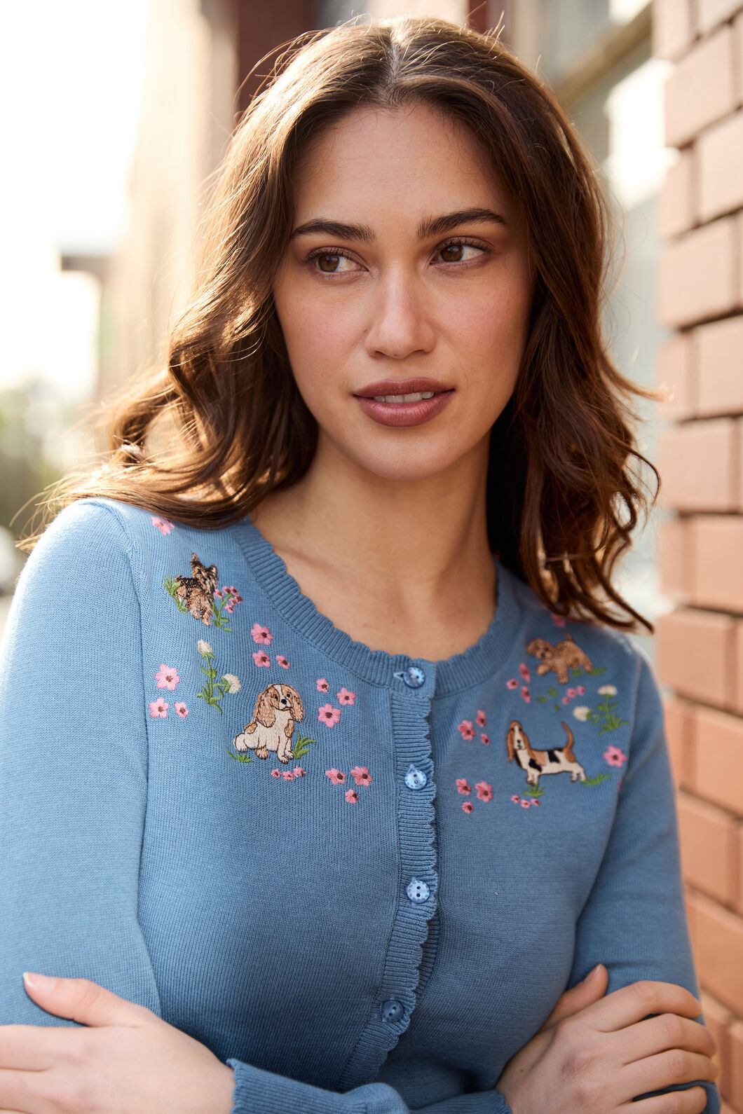Cute Dogs Embroidered Cardigan for Women