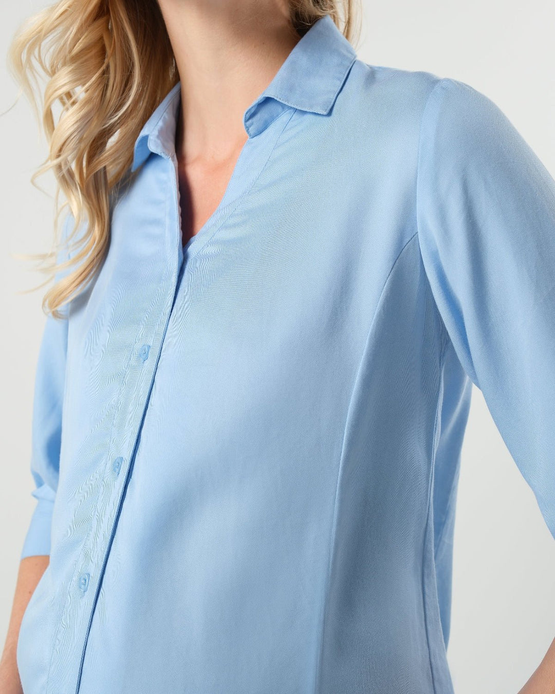 MARION ReNew - Pale Blue Twill No-Gap Maternity Nursing Button Down Shir... — gallery