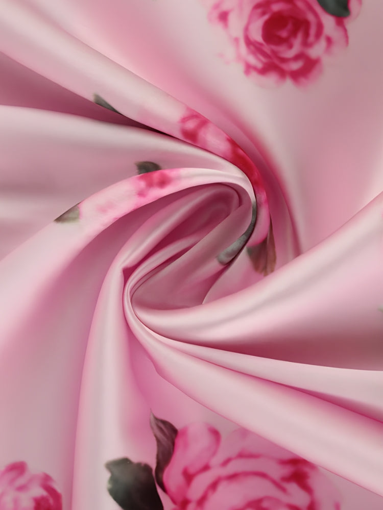 Pink Rose Satin Maxi Dress for Women - gallery