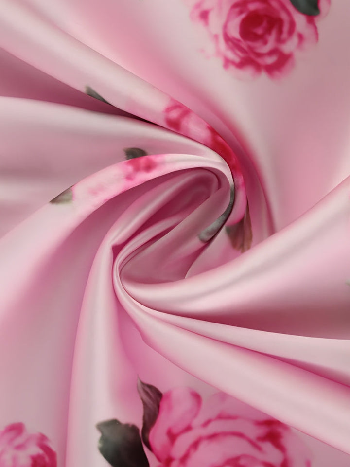 Pink Rose Satin Maxi Dress for Women - gallery
