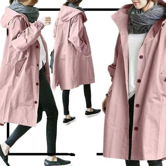 Women's Double-Breasted Trench Coat with Waist Belt