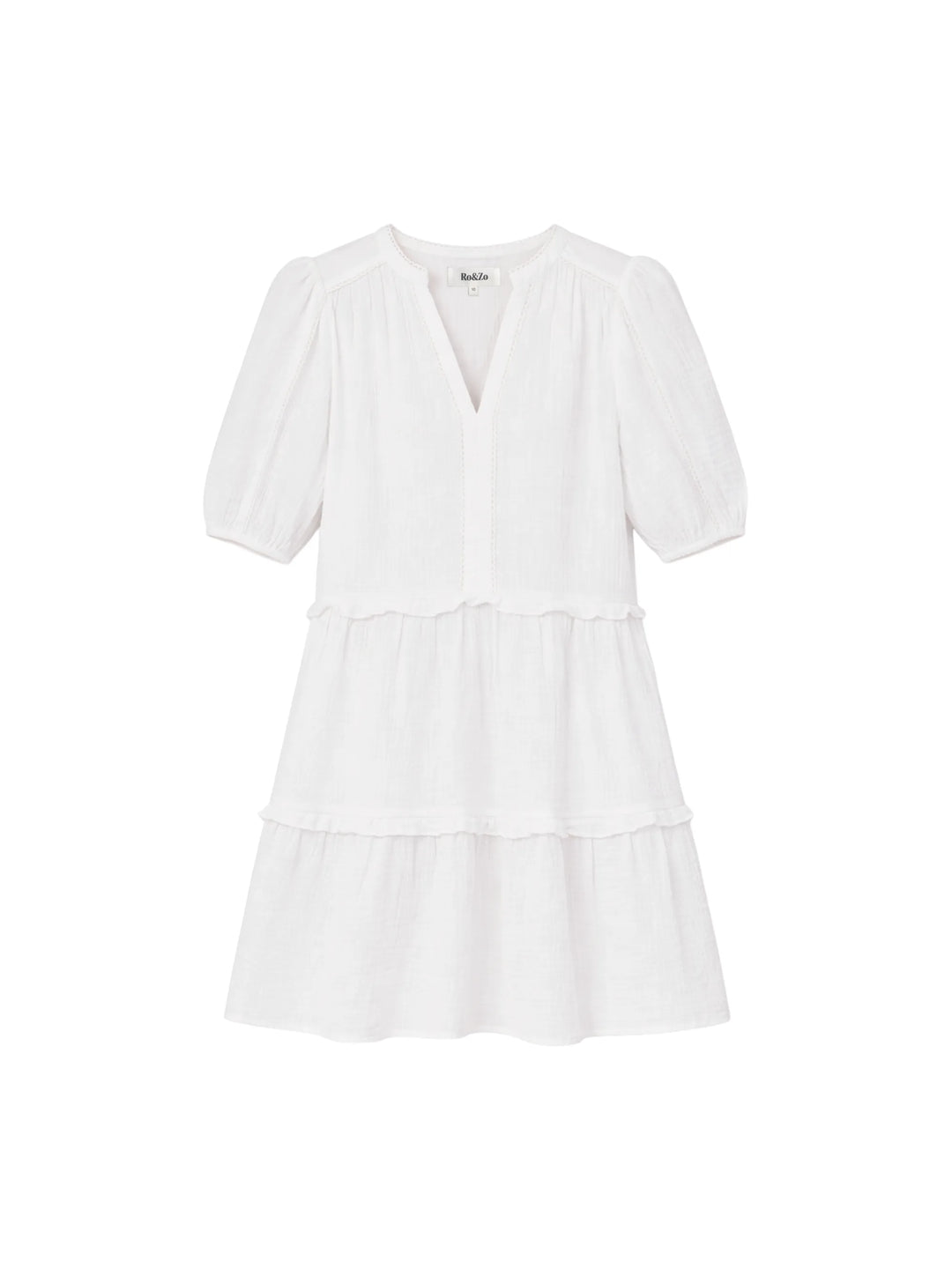 Petite Ivory Cheesecloth Frill-Detail Mini Dress for Women - gallery