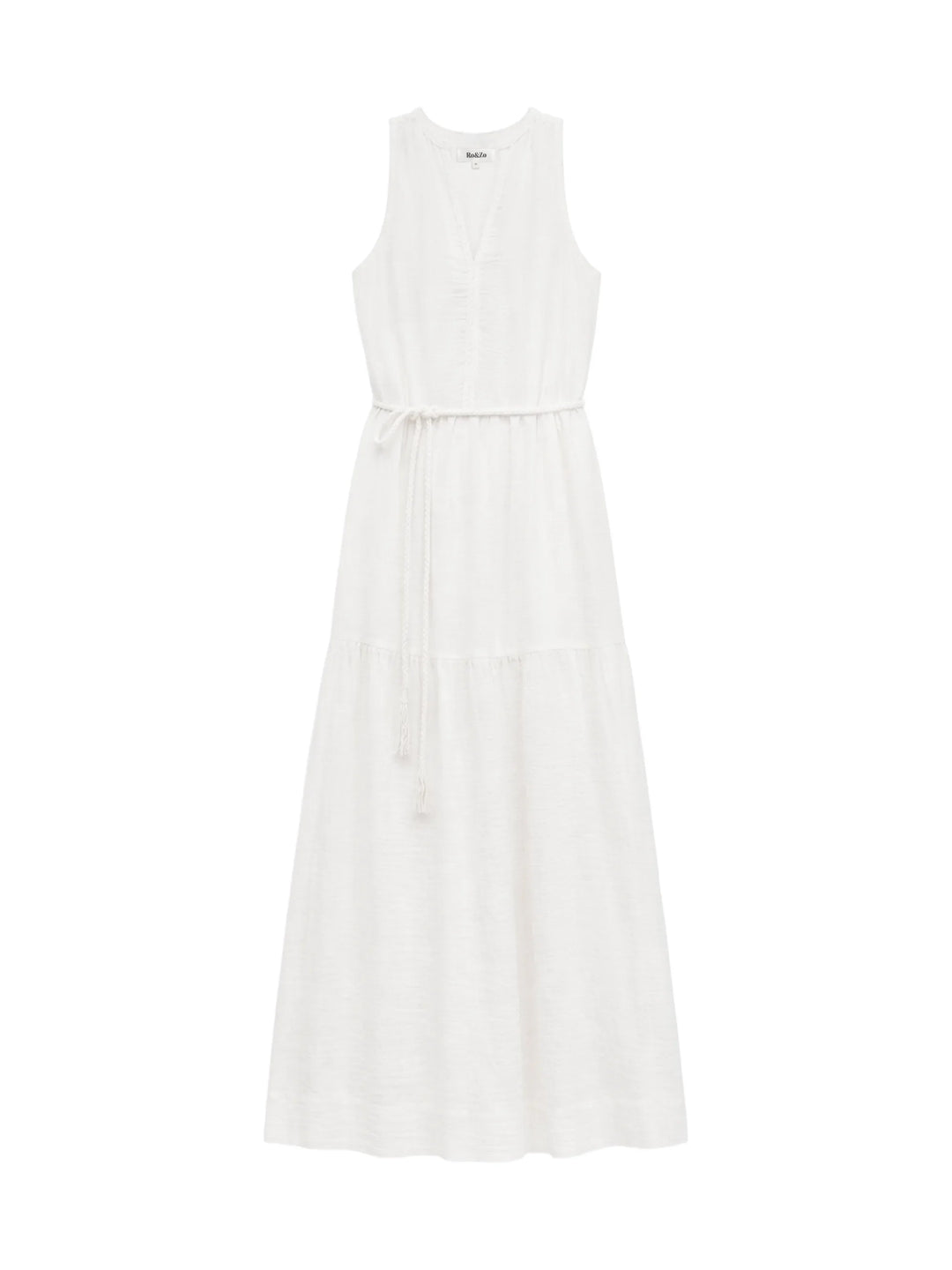 Ivory Cheesecloth Rope Belt Dress for Women - gallery